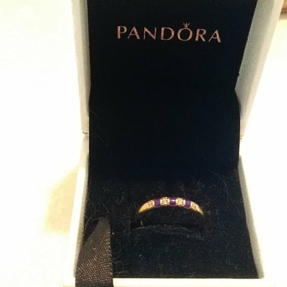 Nwt. Shine 18k 925ale blue striped cz ring
